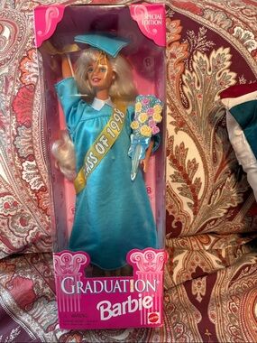 Barbie Special Edition 1998 Graduation Doll in Teal Gown with Yellow Sash